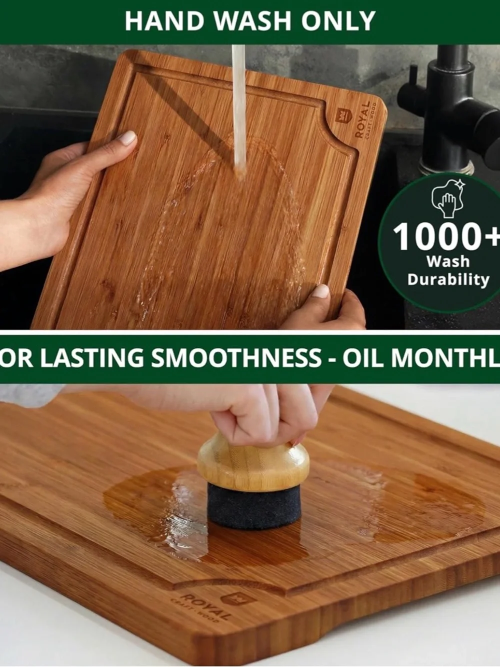 Wood Bamboo Cutting Board Set - Natural Wood